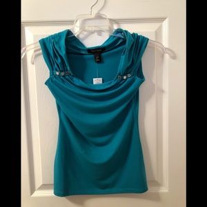 New Green WHBM Green Draped Sleeveless Top